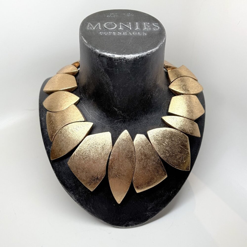 Gerda Lynggaard Monies Gold Foil Wood Statement Necklace